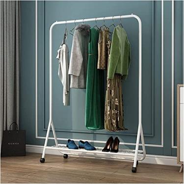 Imagem de LIFOND Cabide para roupa cabide com rodas, cabide com sapateira, aplica-se ao quarto, sala de estar, barra de roupa fácil de montar para decoração de quarto, branco C
