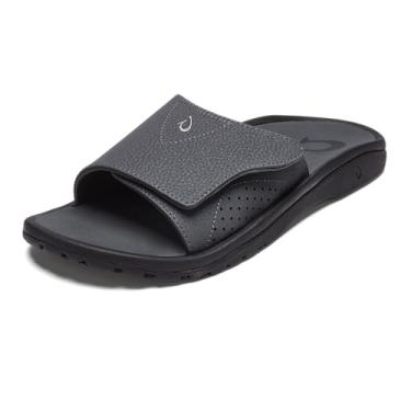Imagem de OLUKAI Sandália masculina versátil Nalu Slide, alças ajustáveis e impermeáveis, leves e duráveis, conforto e suporte o dia todo, Dk Shadow/Dk Shadow, 38