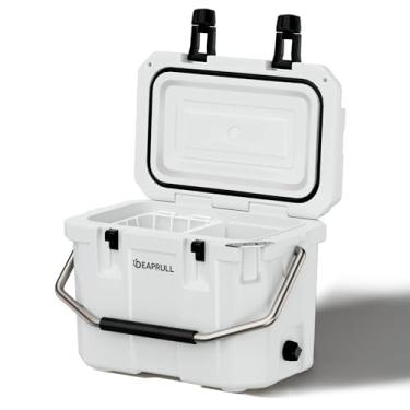 Imagem de Refrigerador rígido de 30 litros, caixa de gelo isolada segura gelo por mais dias, refrigerador portátil com alça, porta-copos, travas duplas para acampamento, bebida, praia, piquenique, pesca, barco