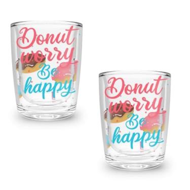 Imagem de Kit 2 Copo Shot 60ml Parede Dupla Tequila/cachaça/café/pinga Policarbonato (Donnuts)