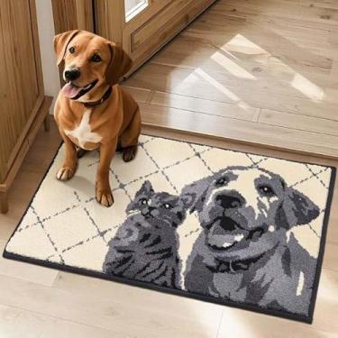 Imagem de COSY HOMEER - Tapete de porta 50,8 cm x 81,3 cm antiderrapante tapete de entrada lavável absorvente tapete de boas-vindas engraçado cão caçador de sujeira para patas enlameadas tapetes de porta