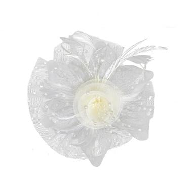 Imagem de Elegant Headpiece Flapper Headband Roaring 20s Headpieces Tea Party for Women Great Gatsby 1920s Headbands with Feathers head piece C01-Beige