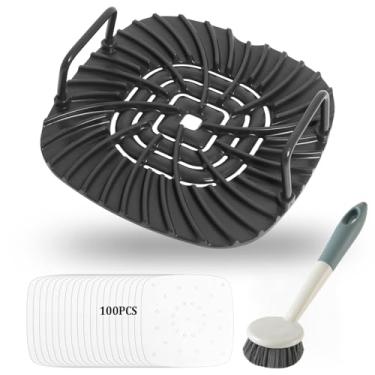 Imagem de Grelha de grelha para Ninja Foodi AG301, peças de substituição de frigideira com papel manteiga e escova de limpeza, adequado para Ninja Foodi 5 em 1 interno, acessórios antiaderentes para