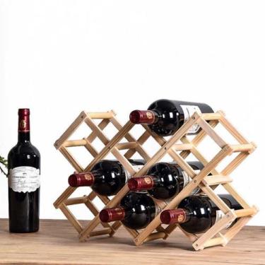 Imagem de Adega Suporte Para Vinho Retrátil 8 Divisórias De Madeira - Top House