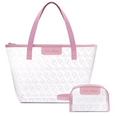 Imagem de Kit Bolsa Shopper E Necessaire Transparente Love Rosa