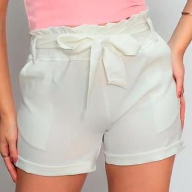 Imagem de Short Feminino Alfaiataria Cintura Alta Com Cinto Verão Leve Elegante 