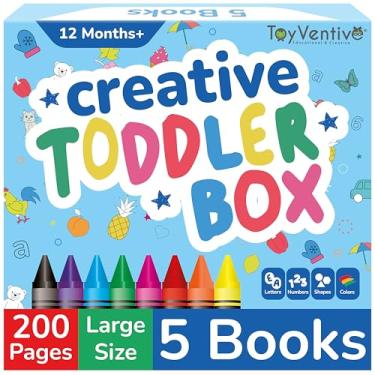 Imagem de TOYVENTIVE Livros de colorir e giz de cera, brinquedos e presentes de aniversário para meninos de 1, 2, 3, 4 anos, crianças pequenas e pré-escolares de um, dois, três, quatro anos