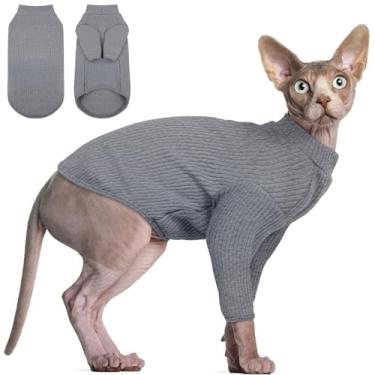 Imagem de DENTRUN Sphynx Camisola para gatos sem pelos, pulôver, gatos, respirável, camisola com gola rolê, adorável roupa de gato, colete de pijama, macacão