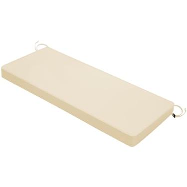 Imagem de Mrsenloi Almofada de banco para ambientes externos 121 x 45 x 7 cm com laços, almofadas de balanço grossas à prova d'água para varanda de móveis de pátio, almofada de assento de substituição para sofá