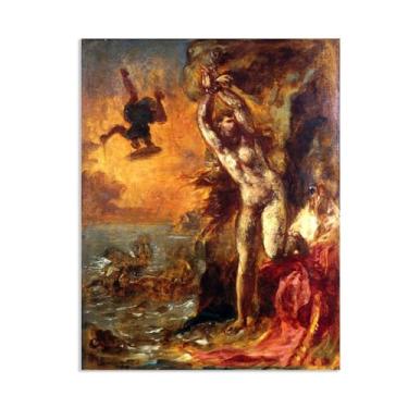 Imagem de Impressão em tela Giclee Arte de parede de galeria embrulhada, Perseu e Andrômeda, pôster de arte famoso emoldurado pronto para pendurar para decoração de sala de estar 65 x 50 cm (26 x 19 pol) sem