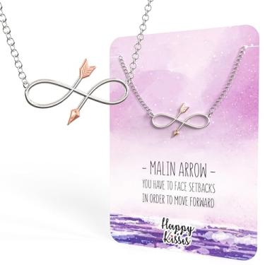Imagem de Happy Kisses Colar Malin Infinity Arrow – símbolo de força e resiliência – Cartão de presente com mensagem "You Have To Face Setbacks In Order To Move Forward", 18", Metal, Sem Pedra Preciosa