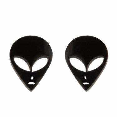 Imagem de Brincos pequenos de cabeça de alienígena, aço inoxidável, punk, olho grande, espaço, rosto de alienígena, nave espacial minúsculo dorminhoco, brincos estranhos para mulheres e homens, minimalistas