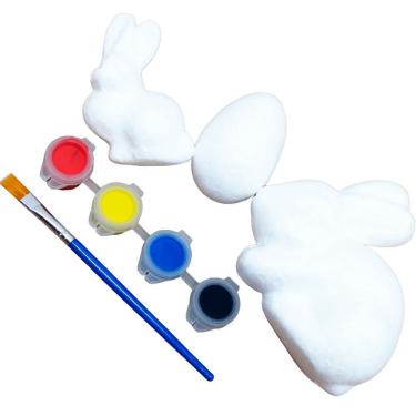 Imagem de Kit 18 Coelhos Com Ovos Páscoa Em Isopor Tintas Para Pintar