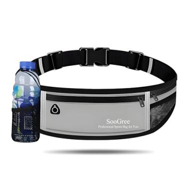 Imagem de SooGree Pochete de corrida masculina e feminina, bolsa de cintura esportiva refletiva para treino, cinto com suporte para celular de corrida com suporte para garrafa de água, ideal para corrida