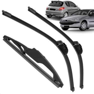 Imagem de Kit Completo 3 Palhetas Limpador Parabrisa Silicone 206 1998 a 2010