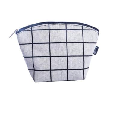 Imagem de Necessaire Estojo Basic com Fecho em Zíper Cinza - Xadrez