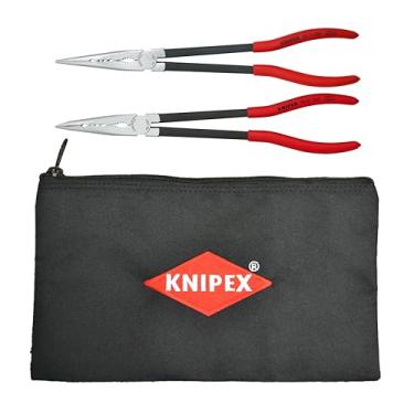 Imagem de KNIPEX Ferramentas – Conjunto de 2 alicates de ponta de agulha extralongos com bolsa de suporte (28 71 280, 28 81 280 e 9K 00 90 12 EUA) (9K0080128US)