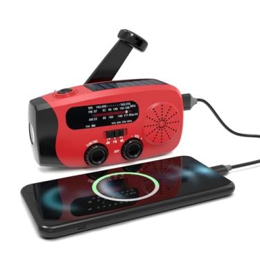 Imagem de Yunseity Rádio de Manivela de Emergência, Energia Solar de 2000mAh Alimentada Com Lanterna LED e SOS, Sobrevivência Portátil Clima AM/FM/WB para Caminhada, Acampamento
