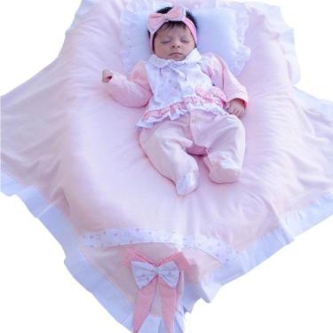Imagem de Saída de Maternidade Menina Aconchego Duda Estrela Rosa 04 Peças P - A