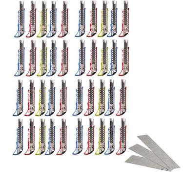 Imagem de 40 Estiletes Profissional Com Trava De Metal 18mm E Lâminas - Yara