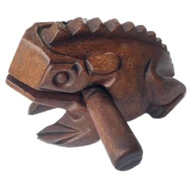 Imagem de Instrumentos de percussão Guiros de 12,7 cm, sapo de madeira, instrumento musical para decoração de casa, decoração artesanal (cor amarela)