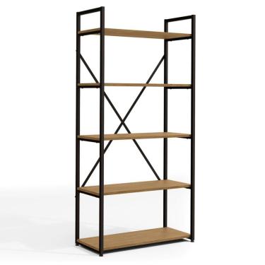 Imagem de Estante para Escritório Fahen Freijó e Preta 150 cm