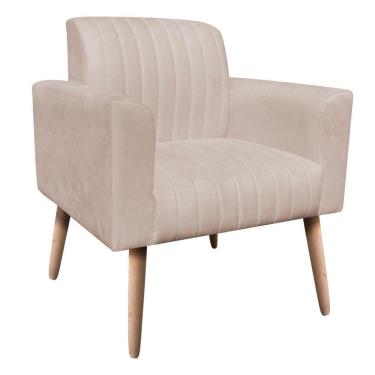 Imagem de Poltrona Viena Gomada Suede Pés Palito Natural D'rossi Cor Bege