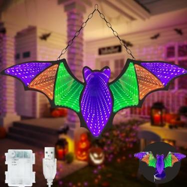 Imagem de Sinais de neon de morcego 3D, luz infinita, luz infinita, lâmpada de parede, decoração de casa, efeito ilusão 3D alimentada por bateria/USB, sinais de luz noturna de animais, luzes de janela, luzes de