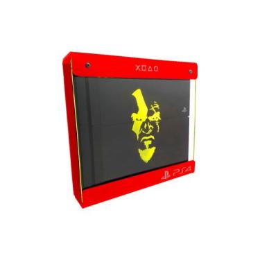 Imagem de Suporte Parede Iluminado Shield Ps4 Slim - Vermelho - Amarelo - God Of