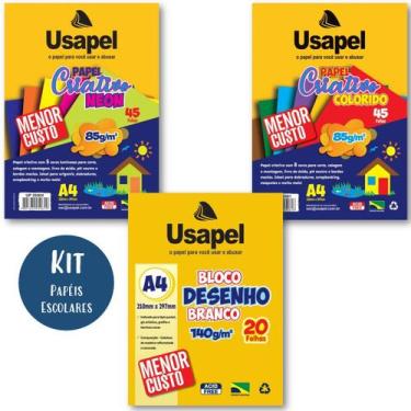 Imagem de Kit Papel Criativo Colorido Neon 13 Cores + Bloco de Desenho Branco 14
