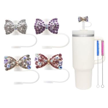 Imagem de Capa de canudo com laço de glitter de 10 mm para copo Stanley, cobertura de canudo à prova de poeira para copos de 30 e 1,134 g e garrafas de água, acessórios reutilizáveis para copos Stanley