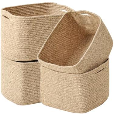 Imagem de ICERZCZ Cestas de armazenamento para organização e prateleiras, caixas de organização de corda de algodão para brinquedos de cães, roupas, livros, organizador de berçário, 38 cm C x 28 cm L x 24 cm A