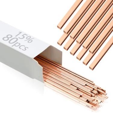 Imagem de Otoolling 80 varetas de brasagem AWS BCUP-5 prata solda Phos cobre ligas de soldagem planas indústria 0,050 x 1/20.3 cm x 25.4 cm para ar condicionado, refrigerador, armazenamento a frio, unidades