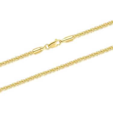 Imagem de KROMPG Colares de ouro para mulheres, colar de ouro 14K para homens, não mancha, chique e minimalista, corrente de margarita bizantina, delicada e fina para mulheres, Length 20 Inches, Ouro, Sem Pedra