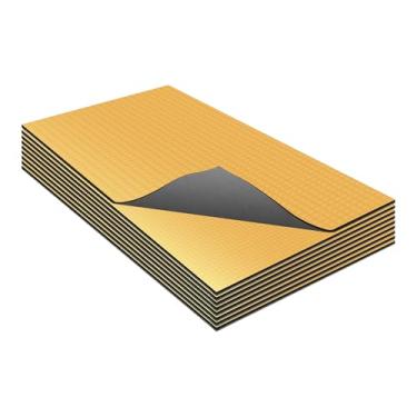 Imagem de X AUTOHAUX 9 peças 314 mil 8 mm 1,62 m² Tapete de isolamento de som de carro folha de alumínio material autoadesivo para capô barco capa de motor 50 x 30 cm tom dourado