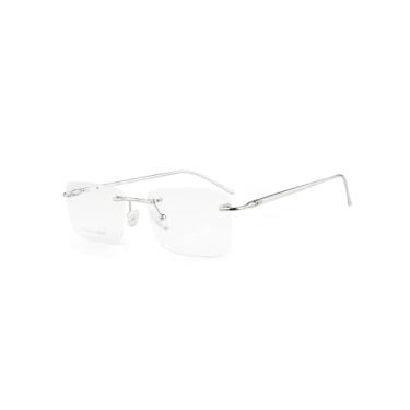Imagem de Oculos Armação Sem Aro C7 Balgrif Retangular Masculino Feminino (PRATA)