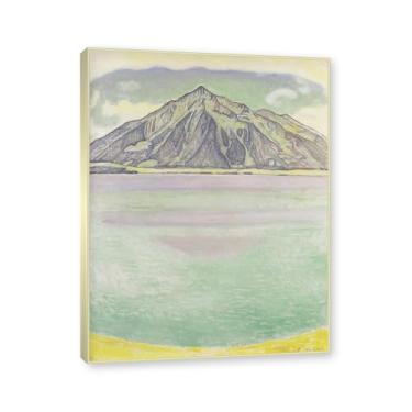 Imagem de Moldura de champanhe. Famosas pinturas a óleo (Lake Thun 18) por Ferdinand Hodler, reprodução impressa em tela, arte de cenário para decoração de sala de estar. 30 x 40 cm - 11,8 x 15,7 pol