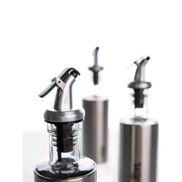Imagem de Porta Azeite Vinagre Galheteiro 300ml Aço Inox Vidro Bico Dosador