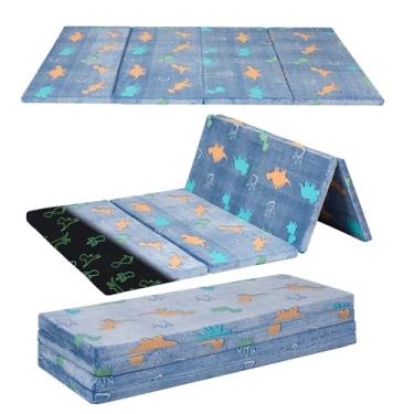 Imagem de MeMoreCool Colchão futon infantil grande de 1,8 x 1,2 m, colchão de tatame de espuma espessa para área de brincar infantil, tapete de tatame dobrável para sala de jogos, dinossauro