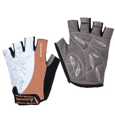 Imagem de ROVOS Luvas femininas de mountain bike – Luvas de ciclismo de estrada de meio dedo com almofada de esponja de memória de 5 mm – Luvas de bicicleta MTB para ciclismo e academia