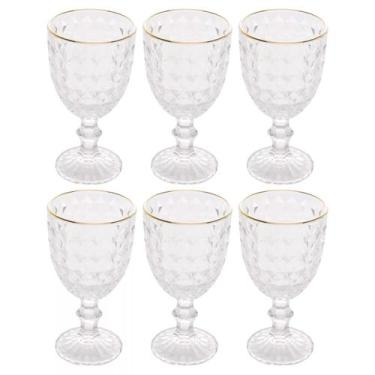 Imagem de Conjunto Wolff 6 Taças Fio Dourado Para Água De Vidro 345ml