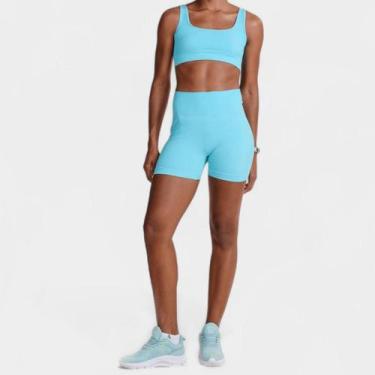 Imagem de Short Legging Lupo Canelado Seamless - Verde Água, G