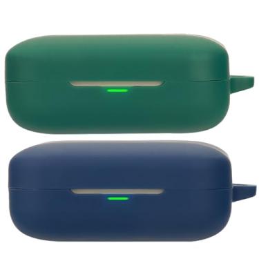 Imagem de Acddeny Capa de fone de ouvido compatível com realme Buds Air 7 Pro, [suporta carregamento sem fio] [capa protetora à prova de choque] capa de silicone para fone de ouvido (azul-verde)