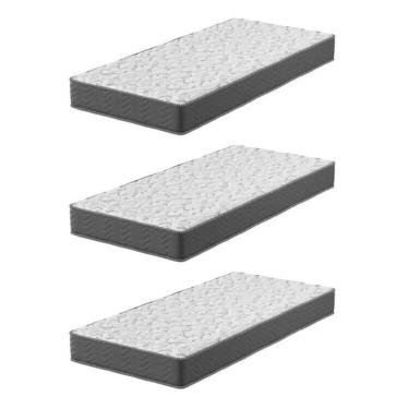 Imagem de Kit 3 Colchões Solteiro Montreal D28 78x188x17 Grafite Grafite