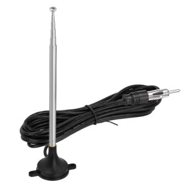 Imagem de SZSAUTO Antena de reposição universal FM AM para carro estéreo duplo DIN único, antena magnética telescópica de reposição para caminhão, SUV, receptor de mídia de CD, sintonizador de áudio HD
