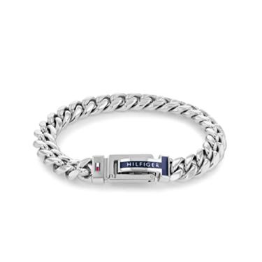 Imagem de Tommy Hilfiger Pulseira masculina de corrente de aço fino iônico, Large, Aço inoxidável, Sem Pedra Preciosa