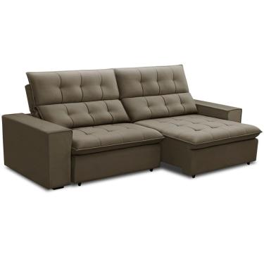 Imagem de Sofá Retrátil Reclinável Para Sala 3 Lugares 250cm Vincent F04 Veludo Marrom Claro - Lyam Decor