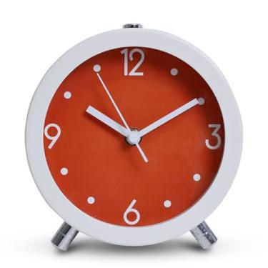 Imagem de Maxspace Relógio analógico, relógio pequeno super silencioso de 15 cm sem tique-taque com luz noturna, operado por bateria, relógios de mesa de metal de design simples para quarto, cabeceira, mesa