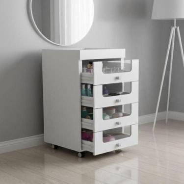 Imagem de Carrinho de Maquiagem 4 Gavetas Tecno Mobili - Branco, Branco