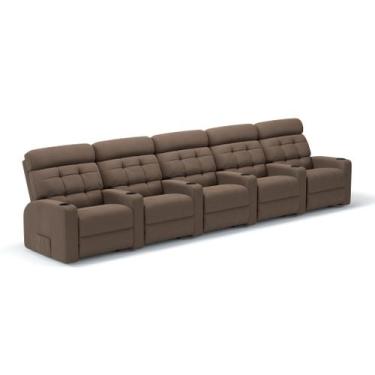 Imagem de Sofá 5 Lugares Reclinável Elétrico Massageador Linha Cinema em Tecido 